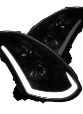 Spec-D LED Bar Projector Headlights w/ Sequential Turn Signals (Black Housing/Smoked Lens) Infiniti G35 2003-2007                                     - LHP-G35032SM-SQ-RS - Image 10