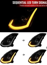 Spec-D LED Bar Projector Headlights w/ Sequential Turn Signals (Black Housing/Smoked Lens) Infiniti G35 2003-2007                                     - LHP-G35032SM-SQ-RS - Image 2