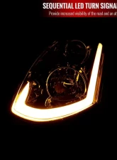 Spec-D LED Bar Projector Headlights w/ Sequential Turn Signals (Black Housing/Smoked Lens) Infiniti G35 2003-2007                                     - LHP-G35032SM-SQ-RS - Image 3