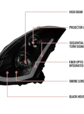 Spec-D LED Bar Projector Headlights w/ Sequential Turn Signals (Black Housing/Smoked Lens) Infiniti G35 2003-2007                                     - LHP-G35032SM-SQ-RS - Image 10