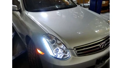 Spec-D Halo Projector Headlights (Chrome Housing/Clear Lens) Infiniti G35 2005-2006                                     - LHP-G35054-TM - Image 4