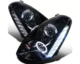 Spec-D Halo Projector Headlights w/ LED Light Strip (Glossy Black Housing/Smoke Lens) Infiniti G35 2005-2006