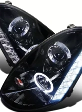 Spec-D Halo Projector Headlights w/ LED Light Strip (Glossy Black Housing/Smoke Lens) Infiniti G35 2005-2006                                     - LHP-G35054G-TM - Image 10