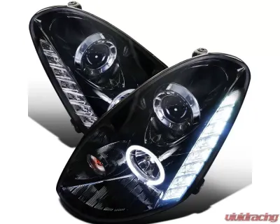 Spec-D Halo Projector Headlights w/ LED Light Strip (Glossy Black Housing/Smoke Lens) Infiniti G35 2005-2006 - LHP-G35054G-TM