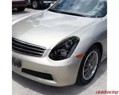Spec-D Halo Projector Headlights w/ LED Light Strip (Glossy Black Housing/Smoke Lens) Infiniti G35 2005-2006 - LHP-G35054G-TM