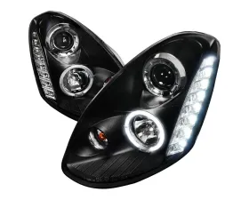 Spec-D Halo Projector Headlights w/ LED Light Strip (Matte Black Housing/Clear Lens) Infiniti G35 2005-2006