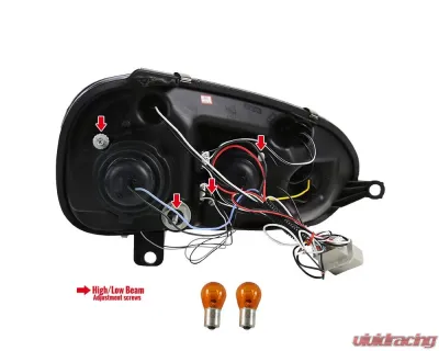 Spec-D Dual Halo Projector Headlights (Glossy Black Housing/Smoked Lens) Volkswagen Jetta | Golf | Rabbit 2006-2010 - LHP-GLF05G-TM