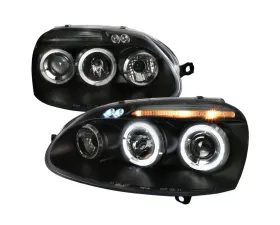 Spec-D Dual Halo Projector Headlights (Matte Black Housing/Smoke Lens) Volkswagen Golf Rabbit | Jetta 2006-2010