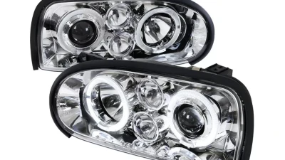Spec-D Dual Halo Projector Headlights (Chrome Housing/Clear Lens) Volkswagen Golf | Cabrio 1993-1998                                     - LHP-GLF92-TM - Image 10