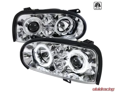 Spec-D Dual Halo Projector Headlights (Chrome Housing/Clear Lens) Volkswagen Golf | Cabrio 1993-1998 - LHP-GLF92-TM