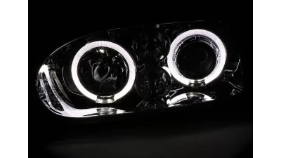 Spec-D Dual Halo Projector Headlights (Chrome Housing/Clear Lens) Volkswagen Golf | Cabrio 1993-1998                                     - LHP-GLF92-TM - Image 2