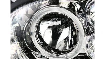 Spec-D Dual Halo Projector Headlights (Chrome Housing/Clear Lens) Volkswagen Golf | Cabrio 1993-1998                                     - LHP-GLF92-TM - Image 3