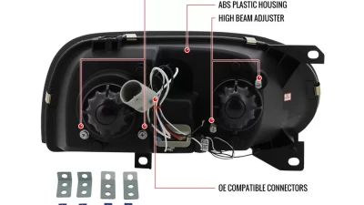 Spec-D Dual Halo Projector Headlights (Chrome Housing/Clear Lens) Volkswagen Golf | Cabrio 1993-1998                                     - LHP-GLF92-TM - Image 9
