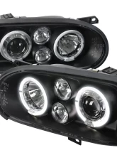 Spec-D Dual Halo Projector Headlights (Matte Black Housing/Clear Lens) Volkswagen Golf | Cabrio 1993-1998                                     - LHP-GLF92JM-TM - Image 10