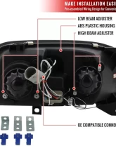 Spec-D Dual Halo Projector Headlights (Matte Black Housing/Clear Lens) Volkswagen Golf | Cabrio 1993-1998                                     - LHP-GLF92JM-TM - Image 9