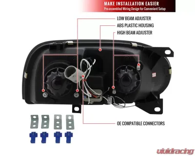 Spec-D Dual Halo Projector Headlights (Matte Black Housing/Clear Lens) Volkswagen Golf | Cabrio 1993-1998 - LHP-GLF92JM-TM