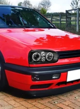 Spec-D Dual Halo Projector Headlights (Matte Black Housing/Clear Lens) Volkswagen Golf | Cabrio 1993-1998                                     - LHP-GLF92JM-TM - Image 10