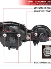 Spec-D Halo Projector Headlights w/ LED Light Strip (Black Housing/Smoke Lens) Lexus GS300 | GS400 | GS430 1998-2005                                     - LHP-GS30098SM-RS - Image 8