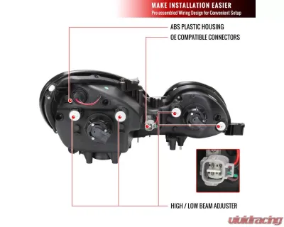 Spec-D Halo Projector Headlights w/ LED Light Strip (Black Housing/Smoke Lens) Lexus GS300 | GS400 | GS430 1998-2005 - LHP-GS30098SM-RS