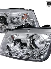 Spec-D Projector Headlights w/ R8 Style LED Light Strips (Chrome Housing/Clear Lens) Volkswagen Jetta | Bora 1999-2004                                     - LHP-JET99-8-TM - Image 10