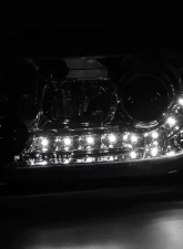 Spec-D Projector Headlights w/ R8 Style LED Light Strips (Chrome Housing/Clear Lens) Volkswagen Jetta | Bora 1999-2004                                     - LHP-JET99-8-TM - Image 2