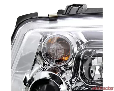 Spec-D Projector Headlights w/ R8 Style LED Light Strips (Chrome Housing/Clear Lens) Volkswagen Jetta | Bora 1999-2004 - LHP-JET99-8-TM