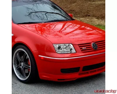 Spec-D Projector Headlights w/ R8 Style LED Light Strips (Chrome Housing/Clear Lens) Volkswagen Jetta | Bora 1999-2004 - LHP-JET99-8-TM