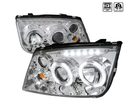 Spec-D Dual Halo Projector Headlights w/ LED Light Strips (Chrome Housing/Clear Lens) Volkswagen Jetta | Bora 1999-2005