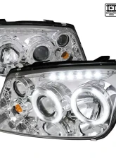 Spec-D Dual Halo Projector Headlights w/ LED Light Strip (Chrome Housing/Clear Lens) Volkswagen Jetta | Bora 1999-2005                                     - LHP-JET99-RS - Image 10