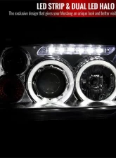 Spec-D Dual Halo Projector Headlights w/ LED Light Strip (Chrome Housing/Clear Lens) Volkswagen Jetta | Bora 1999-2005                                     - LHP-JET99-RS - Image 2
