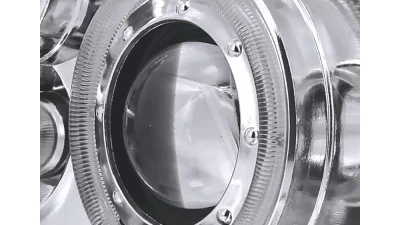 Spec-D Dual Halo Projector Headlights w/ LED Light Strip (Chrome Housing/Clear Lens) Volkswagen Jetta | Bora 1999-2005                                     - LHP-JET99-RS - Image 3