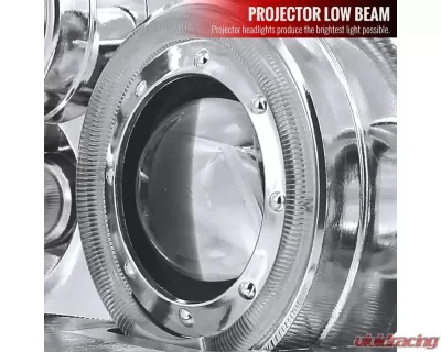 Spec-D Dual Halo Projector Headlights w/ LED Light Strip (Chrome Housing/Clear Lens) Volkswagen Jetta | Bora 1999-2005 - LHP-JET99-RS