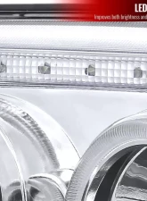 Spec-D Dual Halo Projector Headlights w/ LED Light Strip (Chrome Housing/Clear Lens) Volkswagen Jetta | Bora 1999-2005                                     - LHP-JET99-RS - Image 6