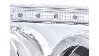 Spec-D Dual Halo Projector Headlights w/ LED Light Strip (Chrome Housing/Clear Lens) Volkswagen Jetta | Bora 1999-2005                                     - LHP-JET99-RS - Image 6