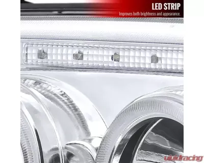 Spec-D Dual Halo Projector Headlights w/ LED Light Strip (Chrome Housing/Clear Lens) Volkswagen Jetta | Bora 1999-2005 - LHP-JET99-RS