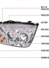 Spec-D Dual Halo Projector Headlights w/ LED Light Strip (Chrome Housing/Clear Lens) Volkswagen Jetta | Bora 1999-2005                                     - LHP-JET99-RS - Image 9