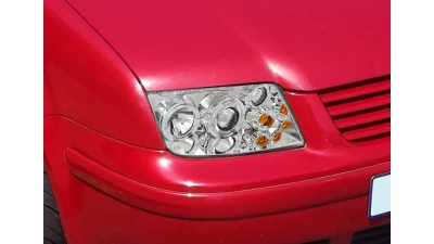 Spec-D Dual Halo Projector Headlights w/ LED Light Strip (Chrome Housing/Clear Lens) Volkswagen Jetta | Bora 1999-2005                                     - LHP-JET99-RS - Image 10