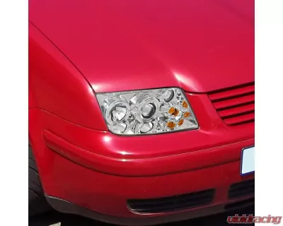 Spec-D Dual Halo Projector Headlights w/ LED Light Strip (Chrome Housing/Clear Lens) Volkswagen Jetta | Bora 1999-2005 - LHP-JET99-RS