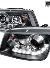 Spec-D Projector Headlights w/ R8 Style LED Light Strips (Matte Black Housing/Clear Lens) Volkswagen Jetta | Bora 1999-2004                                     - LHP-JET99JM-8-TM - Image 10