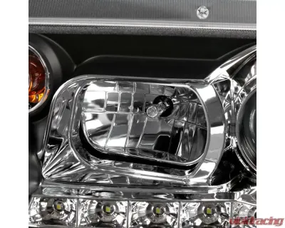 Spec-D Projector Headlights w/ R8 Style LED Light Strips (Matte Black Housing/Clear Lens) Volkswagen Jetta | Bora 1999-2004 - LHP-JET99JM-8-TM