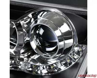 Spec-D Projector Headlights w/ R8 Style LED Light Strips (Matte Black Housing/Clear Lens) Volkswagen Jetta | Bora 1999-2004 - LHP-JET99JM-8-TM