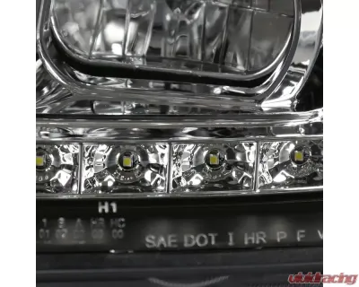 Spec-D Projector Headlights w/ R8 Style LED Light Strips (Matte Black Housing/Clear Lens) Volkswagen Jetta | Bora 1999-2004 - LHP-JET99JM-8-TM