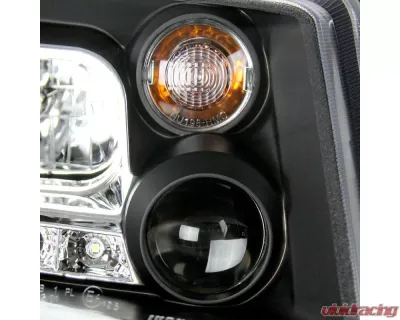 Spec-D Projector Headlights w/ R8 Style LED Light Strips (Matte Black Housing/Clear Lens) Volkswagen Jetta | Bora 1999-2004 - LHP-JET99JM-8-TM