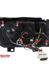 Spec-D Projector Headlights w/ R8 Style LED Light Strips (Matte Black Housing/Clear Lens) Volkswagen Jetta | Bora 1999-2004                                     - LHP-JET99JM-8-TM - Image 9