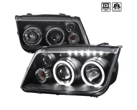 Spec-D Dual Halo Projector Headlights w/ LED Light Strips (Matte Black Housing/Clear Lens) Volkswagen Jetta | Bora 1999-2005