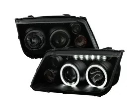 Spec-D Dual Halo Projector Headlights w/ LED Light Strips (Black Housing/Smoke Lens) Volkswagen Jetta | Bora 1999-2005