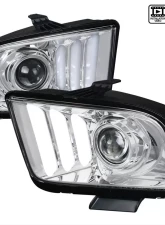 Spec-D LED Bar Projector Headlights (Chrome Housing/Clear Lens) Ford Mustang 2005-2009                                     - LHP-MST05-G2-TM - Image 10