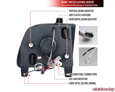 Spec-D LED Bar Projector Headlights (Chrome Housing/Clear Lens) Ford Mustang 2005-2009 - LHP-MST05-G2-TM