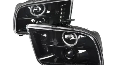Spec-D Halo Projector Headlights (Jet Black Housing/Clear Lens) Ford Mustang 2005-2009                                     - LHP-MST05BK-TM - Image 10