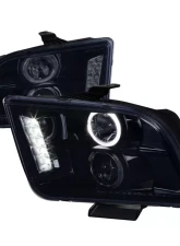 Spec-D Halo Projector Headlights w/ LED Light Strip (Glossy Black Housing/Smoked Lens) Ford Mustang 2005-2009                                     - LHP-MST05G-TM - Image 10